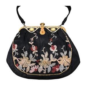 Antique Cocktail Edwardian Chainstitch Point de Beauvais Jeweled Enameled Purse